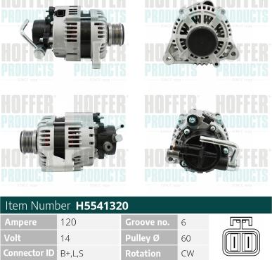 Hoffer H5541320G - Alternateur cwaw.fr