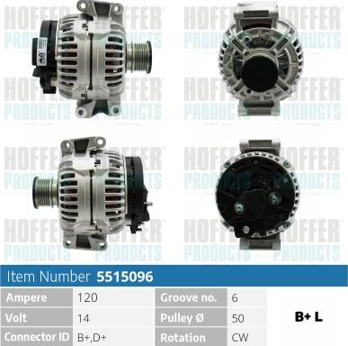 Hoffer H5515096 - Alternateur cwaw.fr