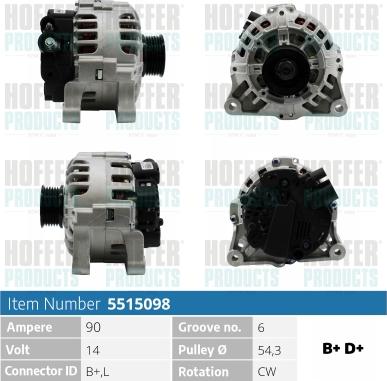 Hoffer H5515098 - Alternateur cwaw.fr