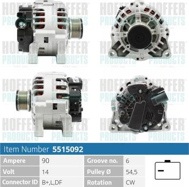 Hoffer H5515092 - Alternateur cwaw.fr