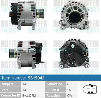 Hoffer H5515043 - Alternateur cwaw.fr