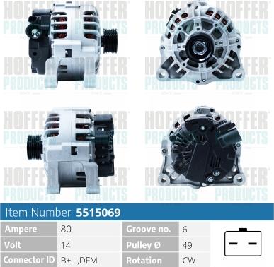 Hoffer H5515069 - Alternateur cwaw.fr