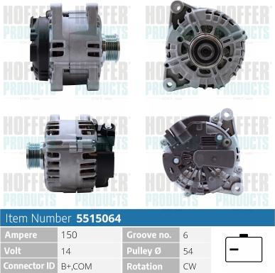 Hoffer H5515064 - Alternateur cwaw.fr