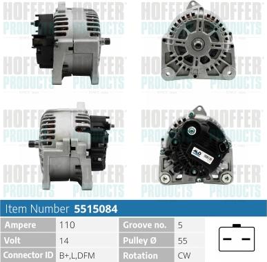 Hoffer H5515084 - Alternateur cwaw.fr