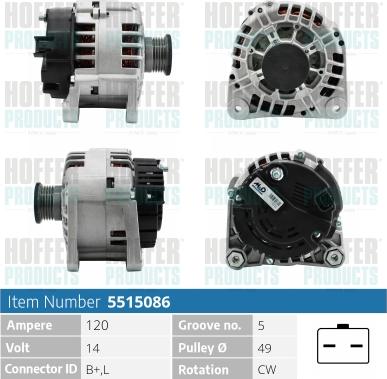 Hoffer H5515086 - Alternateur cwaw.fr