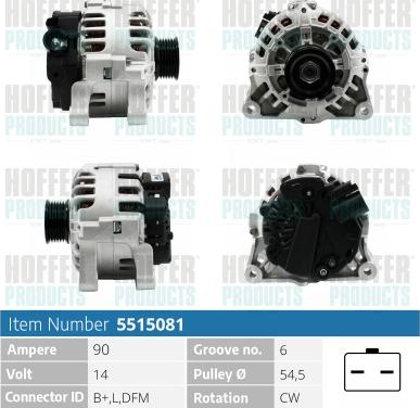 Hoffer H5515081 - Alternateur cwaw.fr