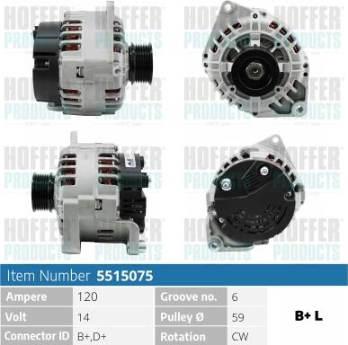 Hoffer H5515075 - Alternateur cwaw.fr