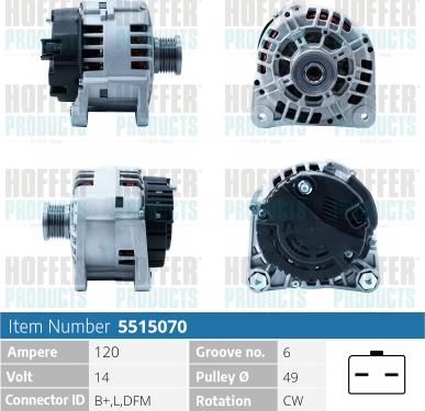 Hoffer H5515070 - Alternateur cwaw.fr