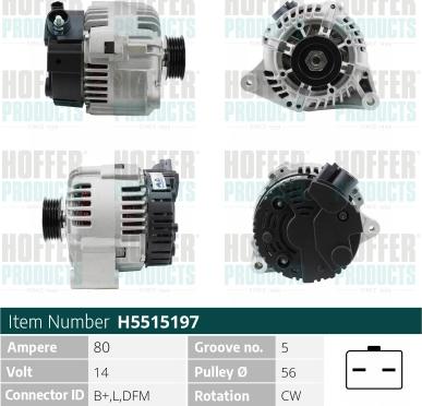 Hoffer H5515197 - Alternateur cwaw.fr