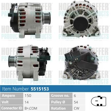 Hoffer H5515153 - Alternateur cwaw.fr