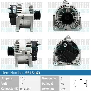 Hoffer H5515163 - Alternateur cwaw.fr