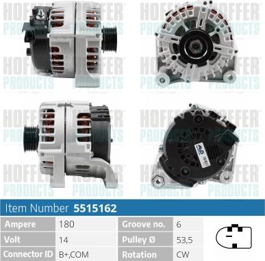 Hoffer H5515162 - Alternateur cwaw.fr