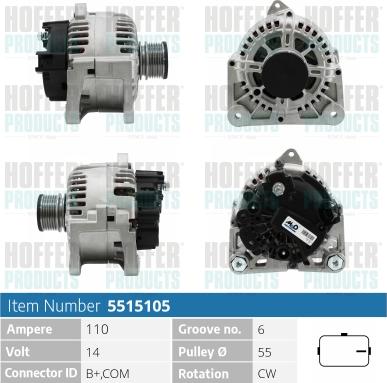 Hoffer H5515105 - Alternateur cwaw.fr