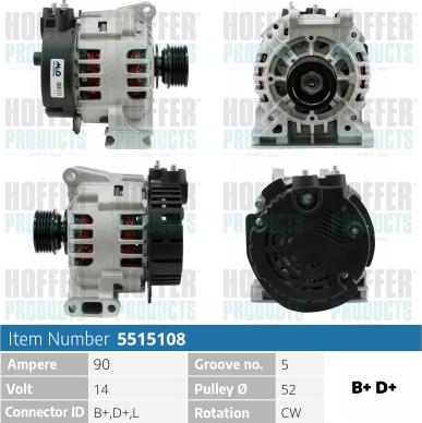 Hoffer H5515108 - Alternateur cwaw.fr