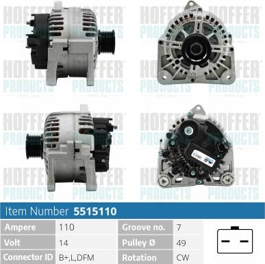 Hoffer H5515110 - Alternateur cwaw.fr