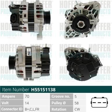 Hoffer H55151138 - Alternateur cwaw.fr