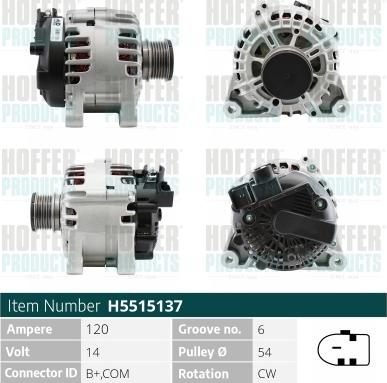 Hoffer H5515137G - Alternateur cwaw.fr