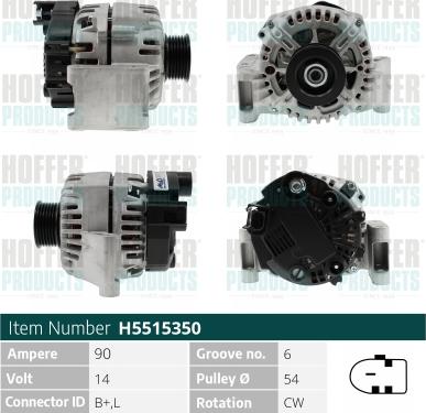 Hoffer H5515350 - Alternateur cwaw.fr