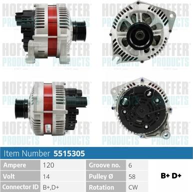 Hoffer H5515305 - Alternateur cwaw.fr