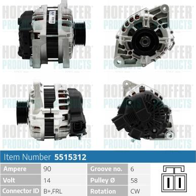 Hoffer H5515312 - Alternateur cwaw.fr