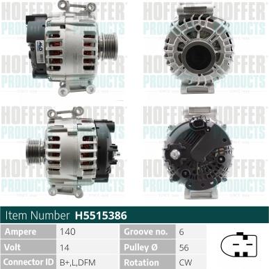 Hoffer H5515386 - Alternateur cwaw.fr