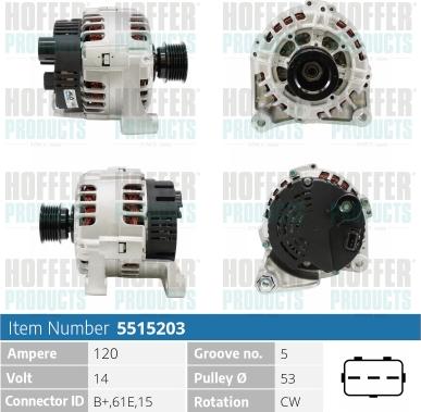 Hoffer H5515203 - Alternateur cwaw.fr