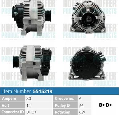 Hoffer H5515219 - Alternateur cwaw.fr