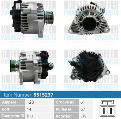 Hoffer H5515237 - Alternateur cwaw.fr