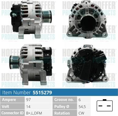 Hoffer H5515279 - Alternateur cwaw.fr