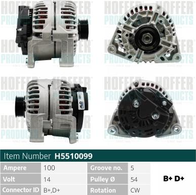 Hoffer H5510099G - Alternateur cwaw.fr