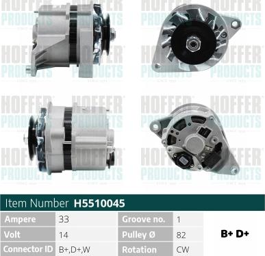 Hoffer H5510045 - Alternateur cwaw.fr