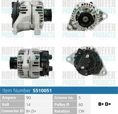 Hoffer H5510051 - Alternateur cwaw.fr