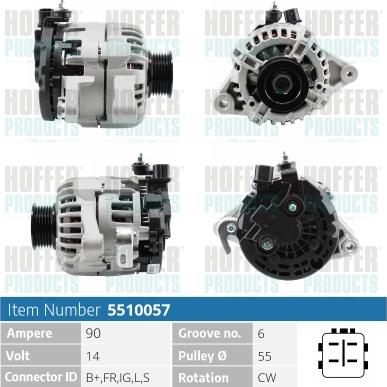 Hoffer H5510057 - Alternateur cwaw.fr