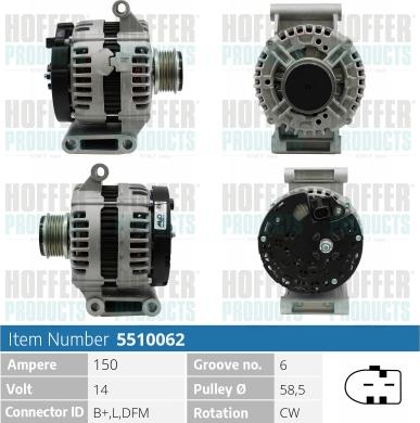 Hoffer H5510062 - Alternateur cwaw.fr