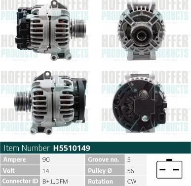 Hoffer H5510149 - Alternateur cwaw.fr