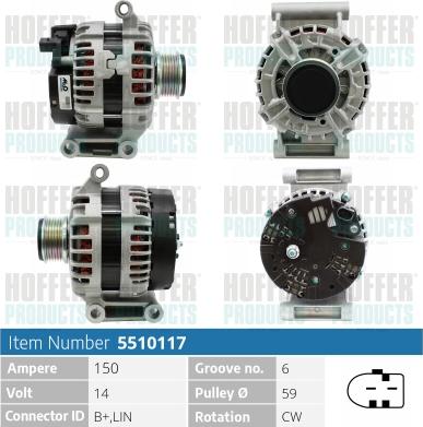 Hoffer H5510117 - Alternateur cwaw.fr