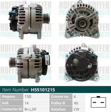 Hoffer H55101215 - Alternateur cwaw.fr