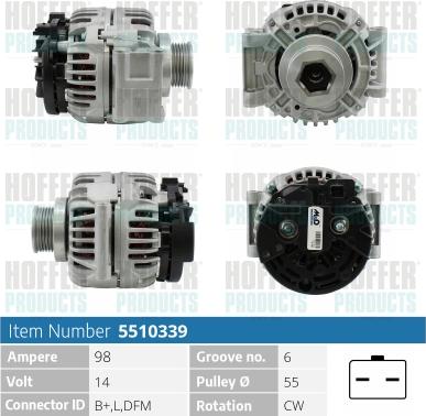 Hoffer H5510339 - Alternateur cwaw.fr