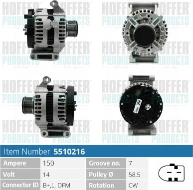 Hoffer H5510216 - Alternateur cwaw.fr