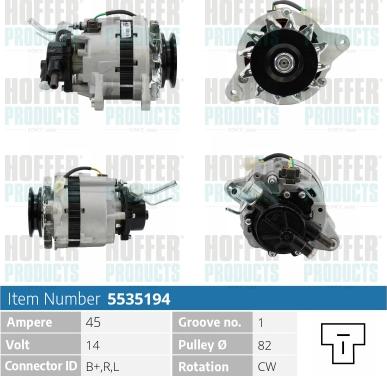 Hoffer H5535194 - Alternateur cwaw.fr