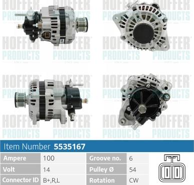 Hoffer H5535167 - Alternateur cwaw.fr