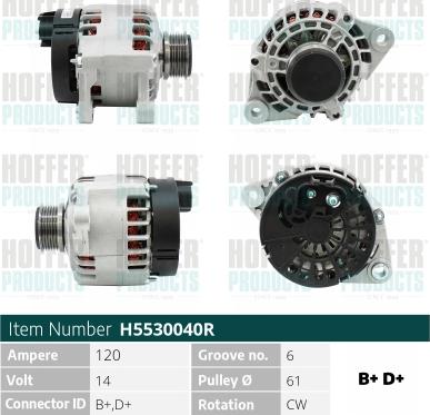 Hoffer H5530040R - Alternateur cwaw.fr