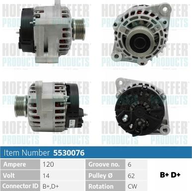 Hoffer H5530076 - Alternateur cwaw.fr