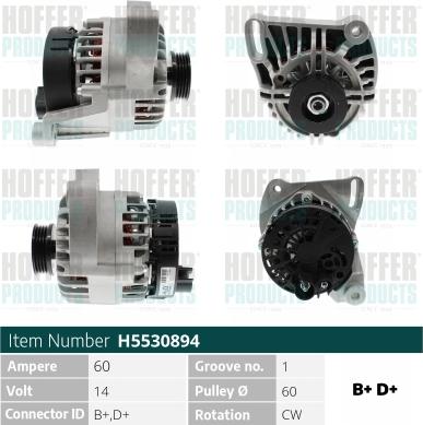 Hoffer H5530894 - Alternateur cwaw.fr