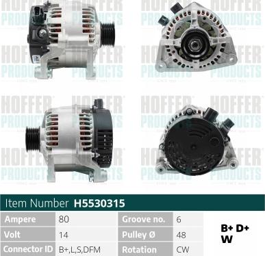 Hoffer H5530315 - Alternateur cwaw.fr