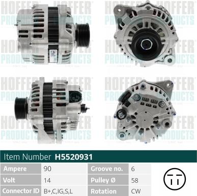 Hoffer H5520931 - Alternateur cwaw.fr