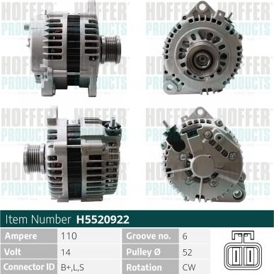 Hoffer H5520922 - Alternateur cwaw.fr