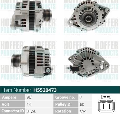 Hoffer H5520473 - Alternateur cwaw.fr