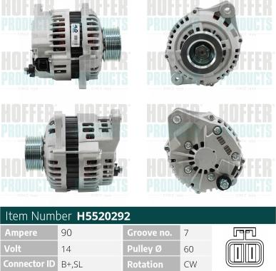 Hoffer H5520292 - Alternateur cwaw.fr