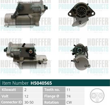 Hoffer H5040565 - Démarreur cwaw.fr